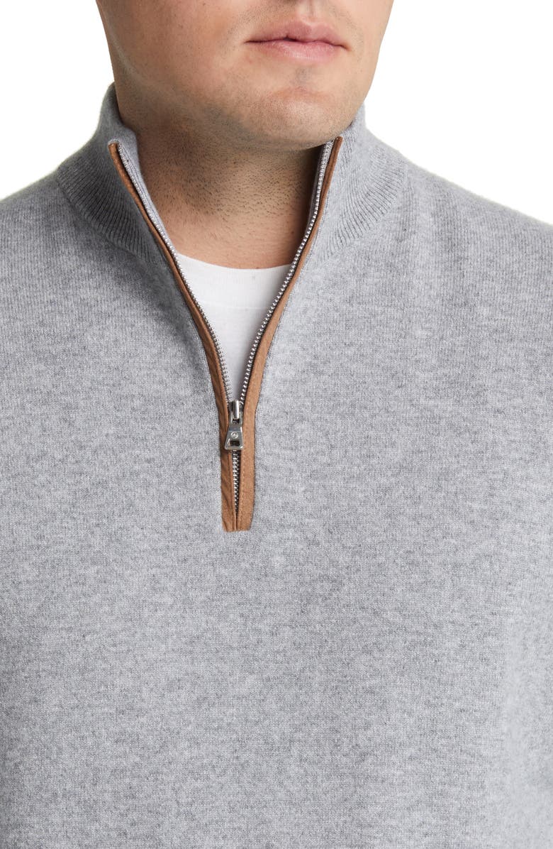 Peter Millar Crown Crafted Artisan Stretch Cashmere Quarter-Zip Pullover, Alternate, color, Gale Grey