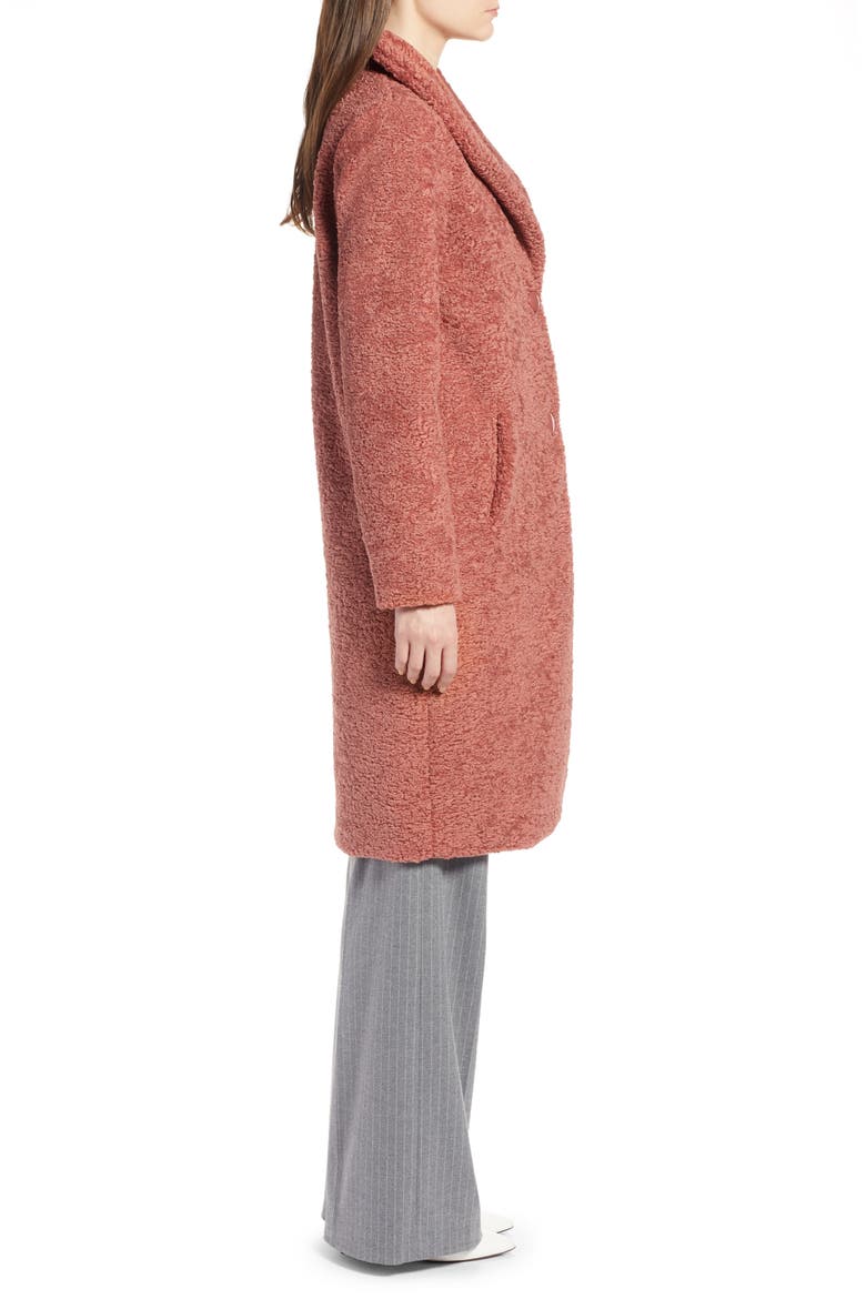 Faux Fur Coat, Alternate, color, ROSE