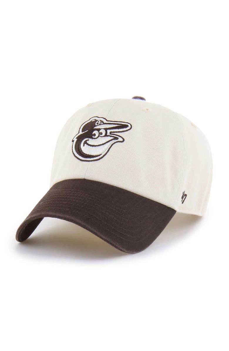 '47 Men's '47 Natural/Brown Baltimore Orioles Two-Tone Fashion Clean Up Adjustable Hat, Main, color, Natural
