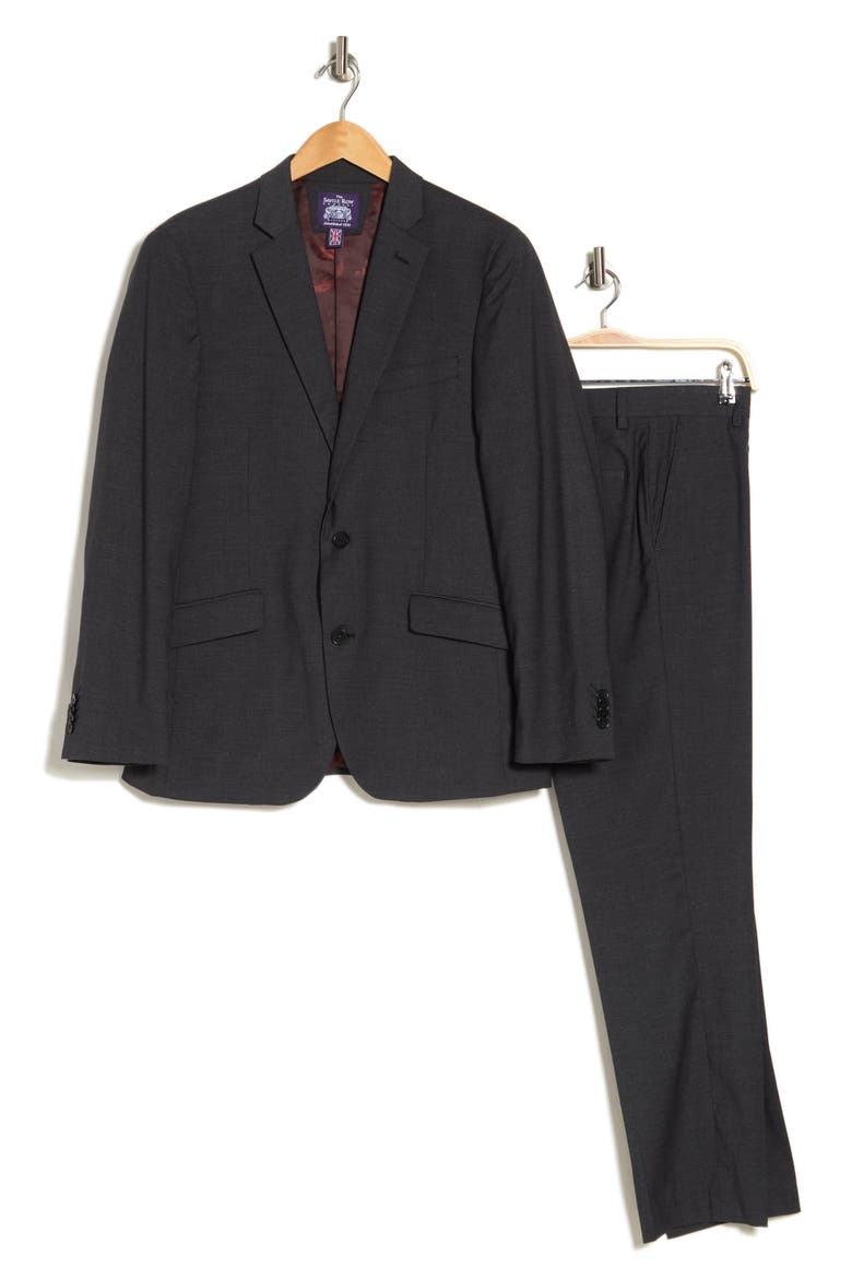 Houdstooth Print Two Button Notch Lapel Suit, Alternate, color, GREY