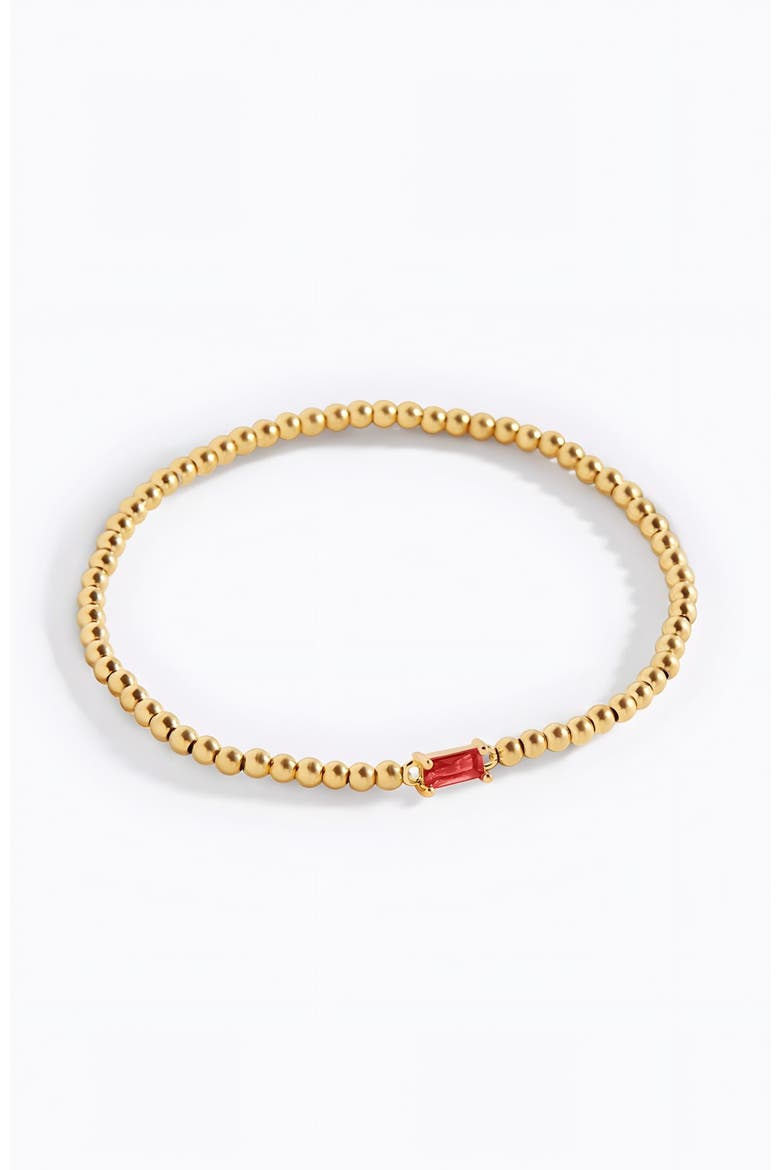 Gold Beaded Birthstone Bracelet, Main, color, January Garnet