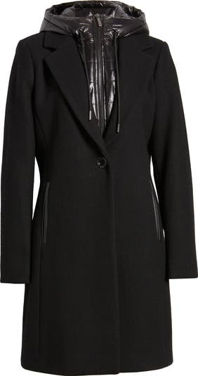 MICHAEL Michael Kors Wool Blend Coat with Removable Hooded Bib