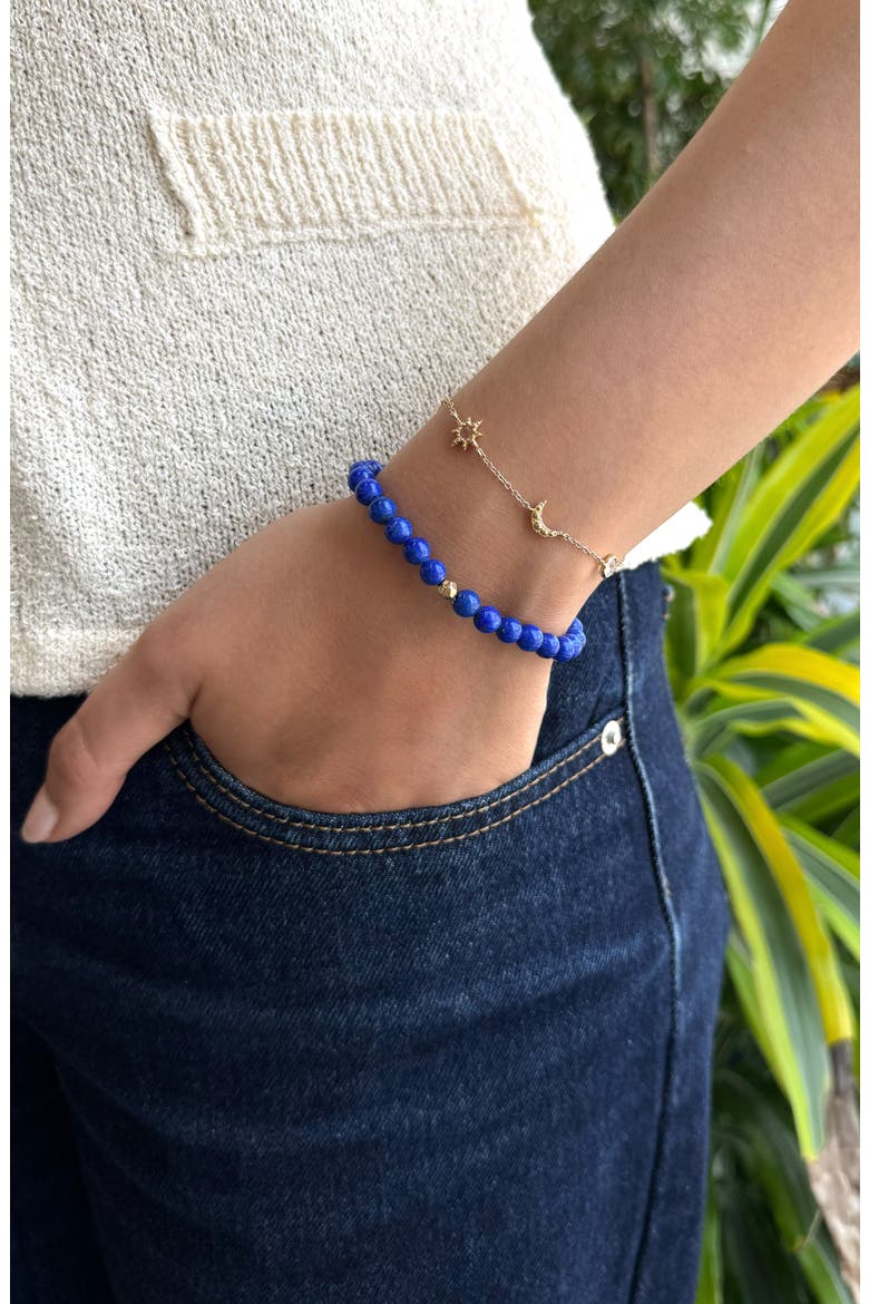 Boheme Lapis Beaded Stretch Bracelet, Alternate, color, BLUE