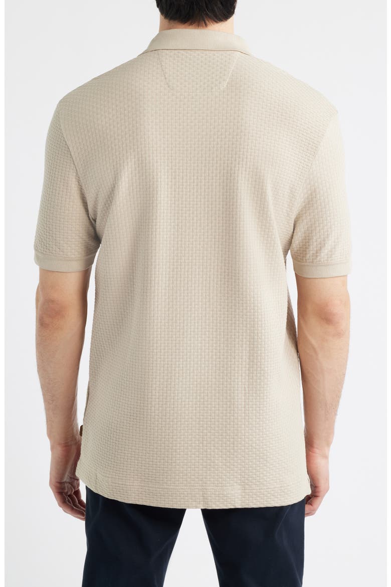 Perry Geo Textured Cotton Polo, Alternate, color, BEIGE/ KHAKI
