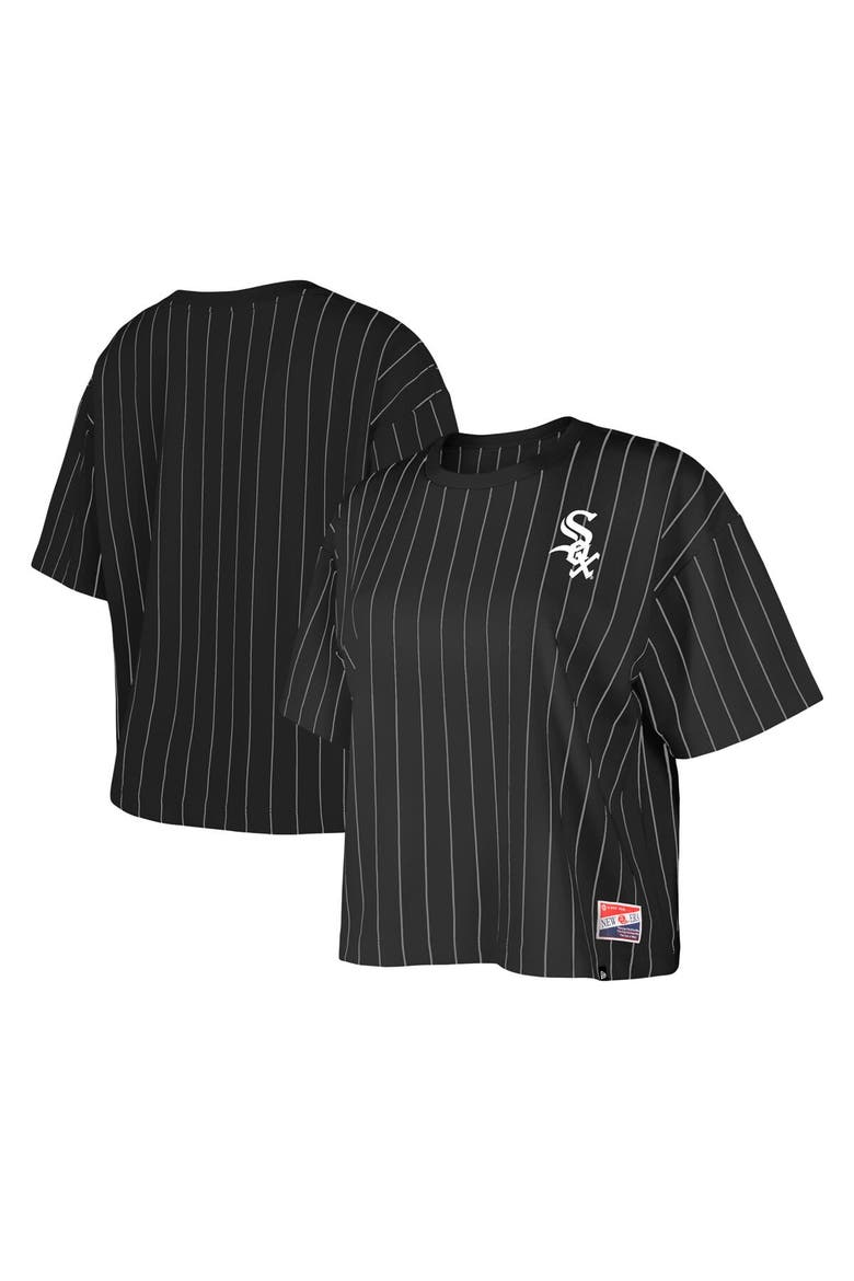 Women's New Era Black Chicago White Sox Boxy Pinstripe T-Shirt, Main, color, Black