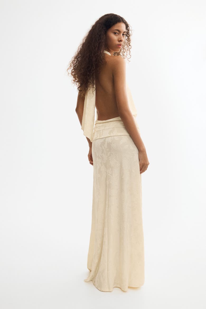 Halterneck Maxi Dress, Alternate, color, Pale yellow