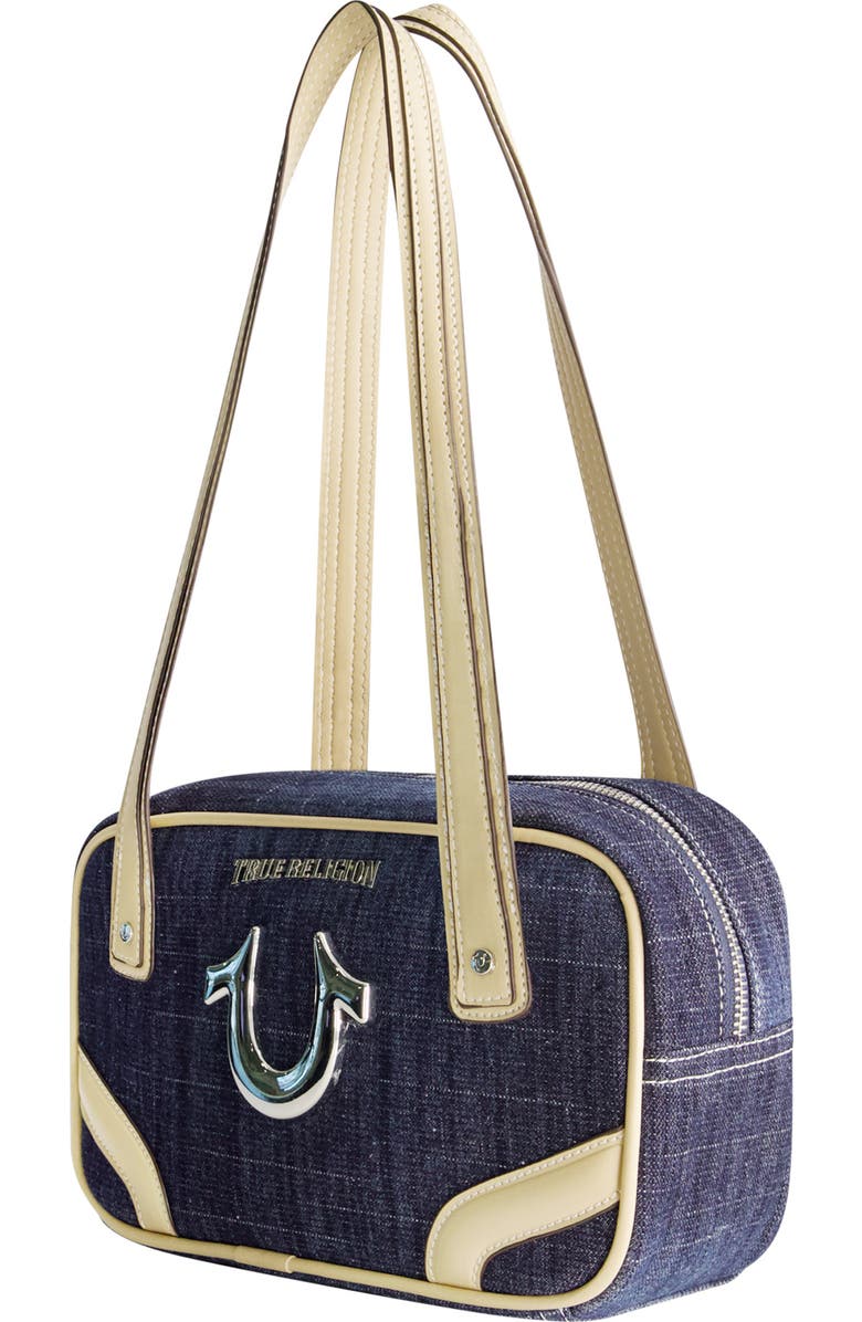 True Religion Logo Bowling Satchel Bag, Alternate, color, Dark Denim