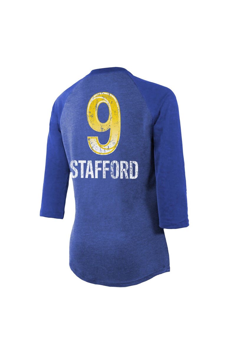 Majestic Threads Women's Majestic Threads Matthew Stafford Royal Los Angeles Rams Super Bowl LVI Name & Number Raglan 3/4 Sleeve T-Shirt, Alternate, color, 