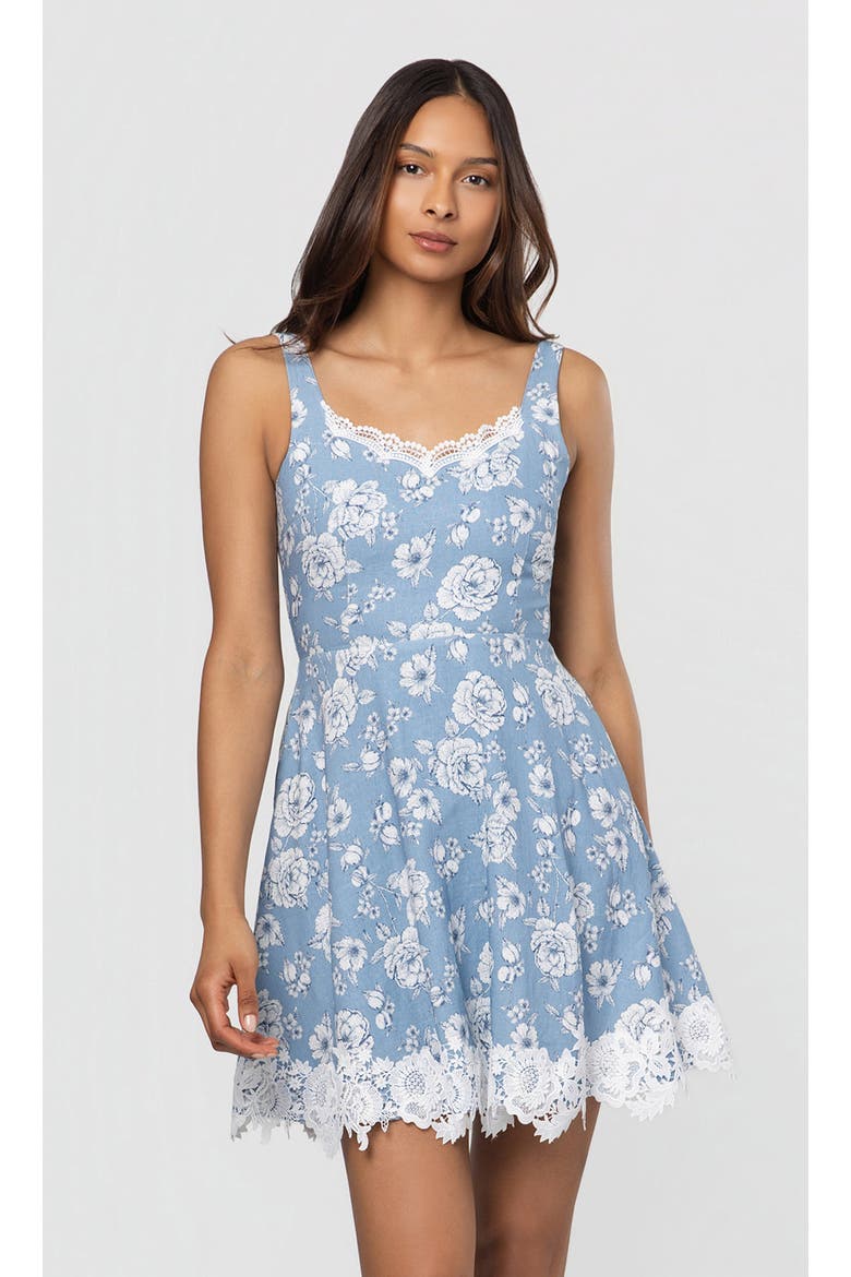 Ivy Floral Linen Dress, Main, color, Heritage Toile Bl/Wh