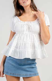 Beivy Tiered Poplin Babydoll Top