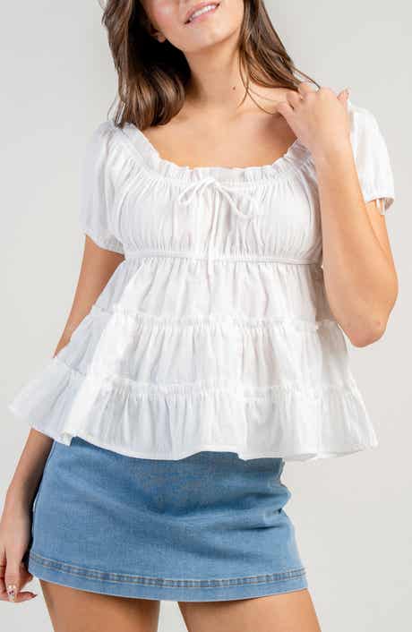 Beivy Tiered Poplin Babydoll Top