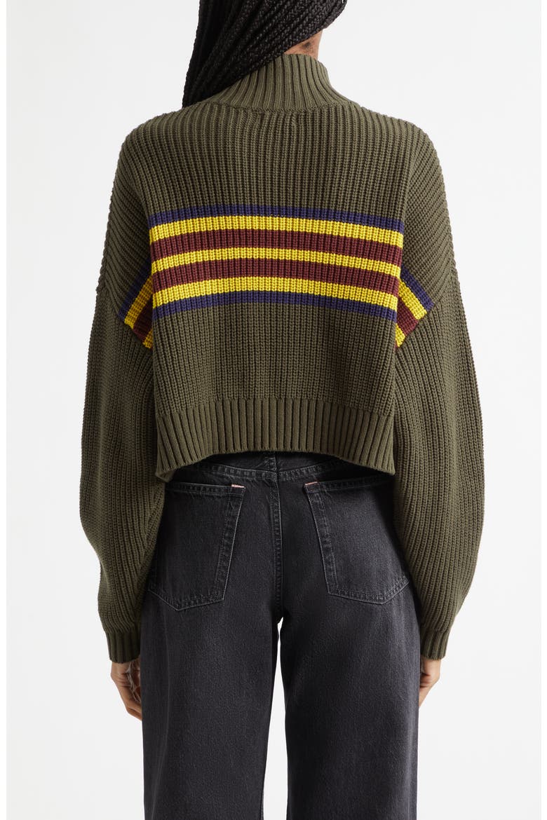 Cropped Hampton Sweater, Alternate, color, DARK OLIVE STRIPE