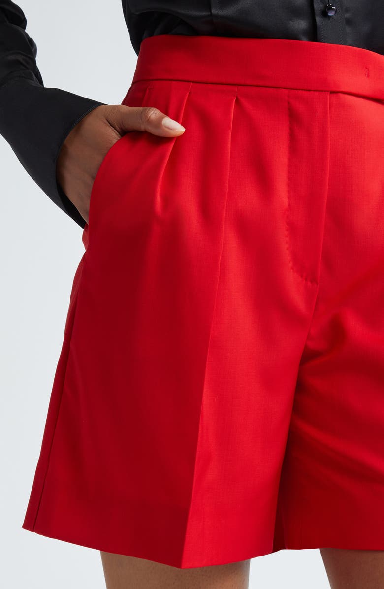 Max Mara Jessica Virgin Wool Shorts, Alternate, color, Red