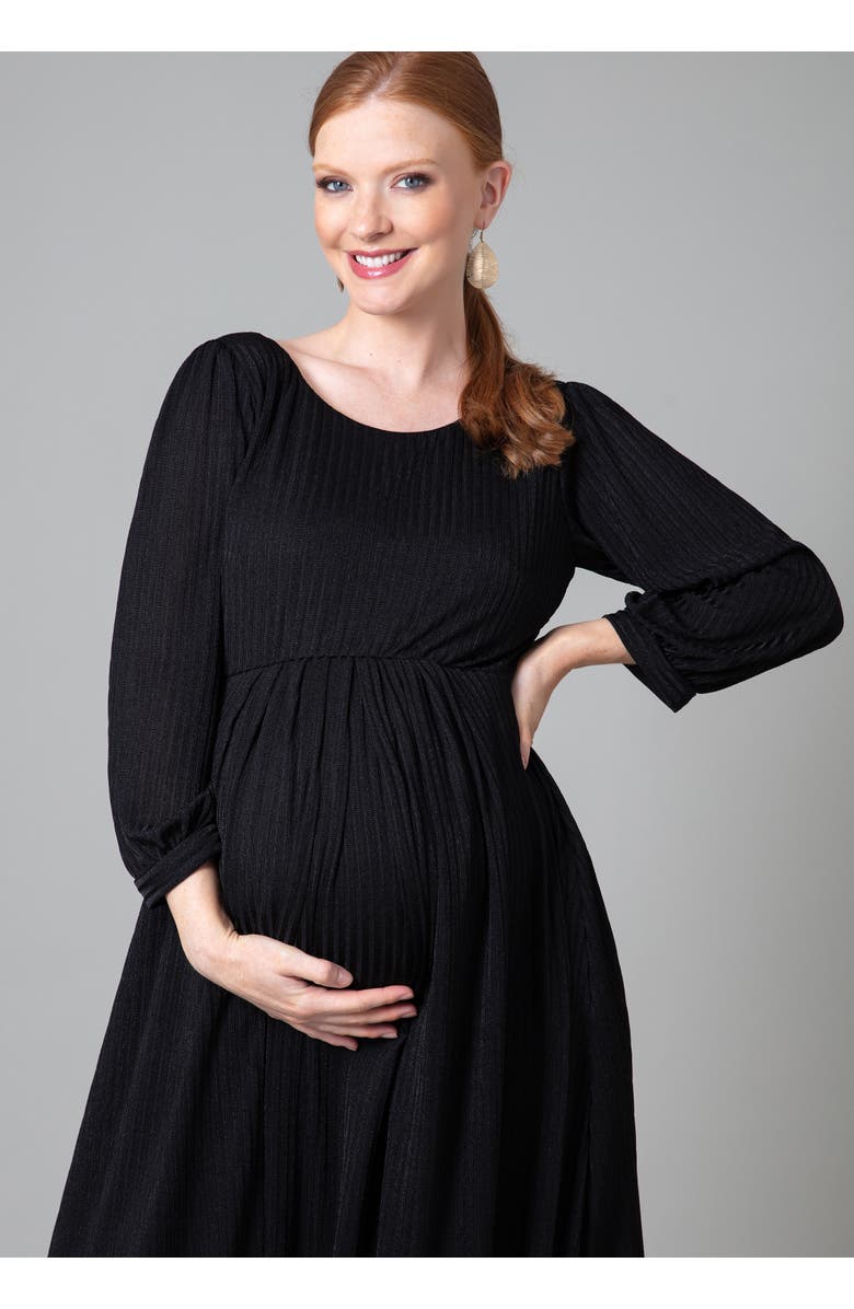 Tiffany Rose Maternity Isla Ribbed Jersey Dress, Alternate, color, Black