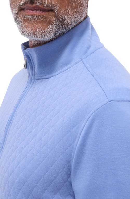 Bugatchi Quilted Quarter Zip Performance Pullover In Air Blue