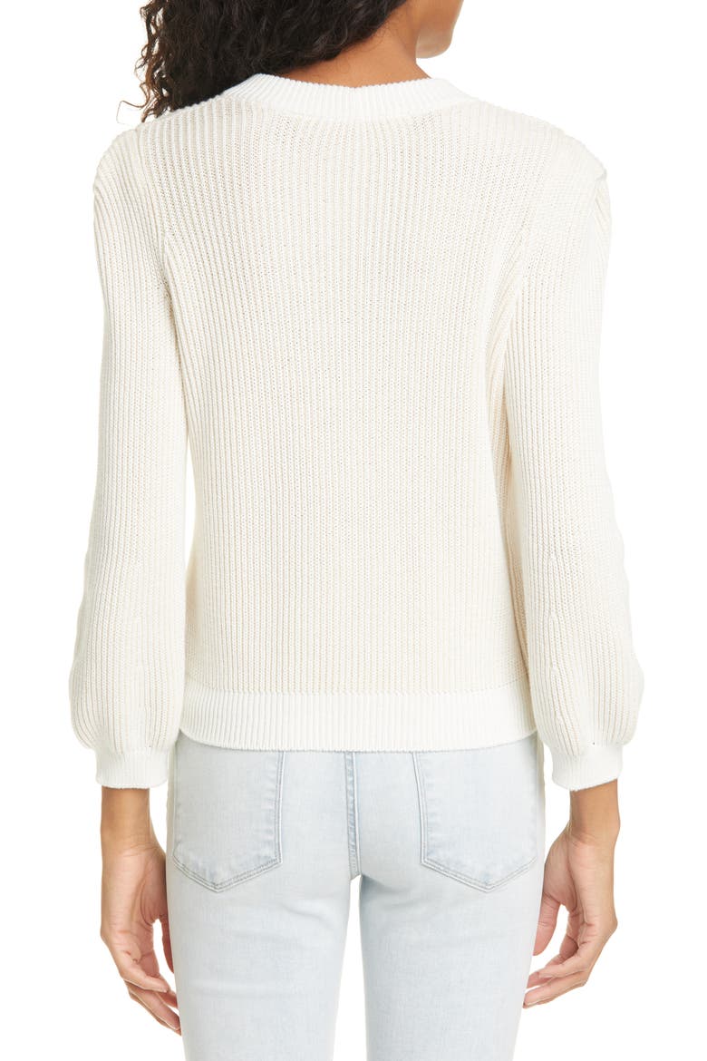 Rib Organic Cotton Sweater, Alternate, color, BLANC MULTI