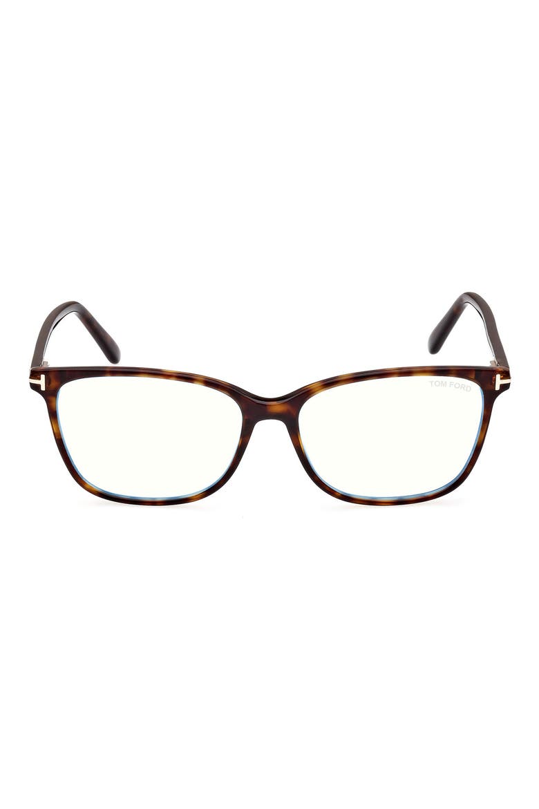56mm Rectangular Blue Light Blocking Glasses, Main, color, DARK HAVANA