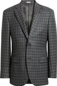 Peter Millar Flynn Classic Fit Charcoal Grey Shadow Check Wool Sport Coat