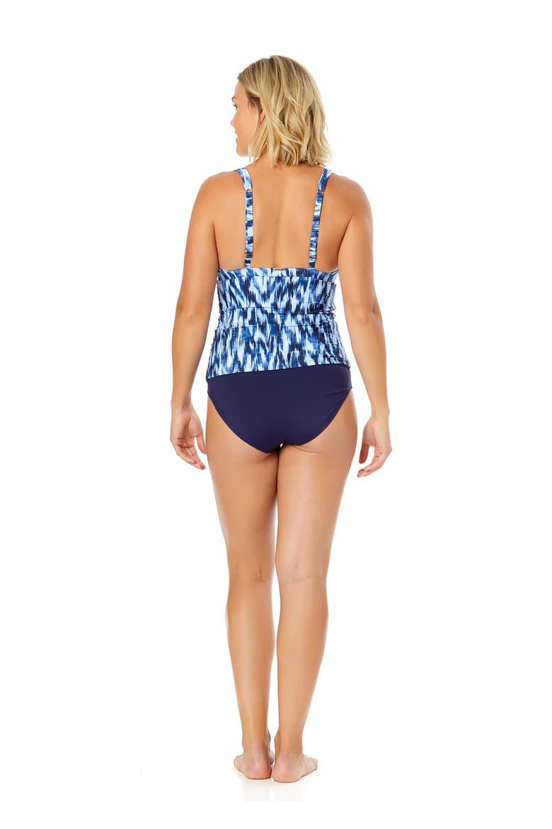 Women's Shibori Geo Ring Plunge Tankini Swim Top, Alternate, color, Tie Dye Ikat