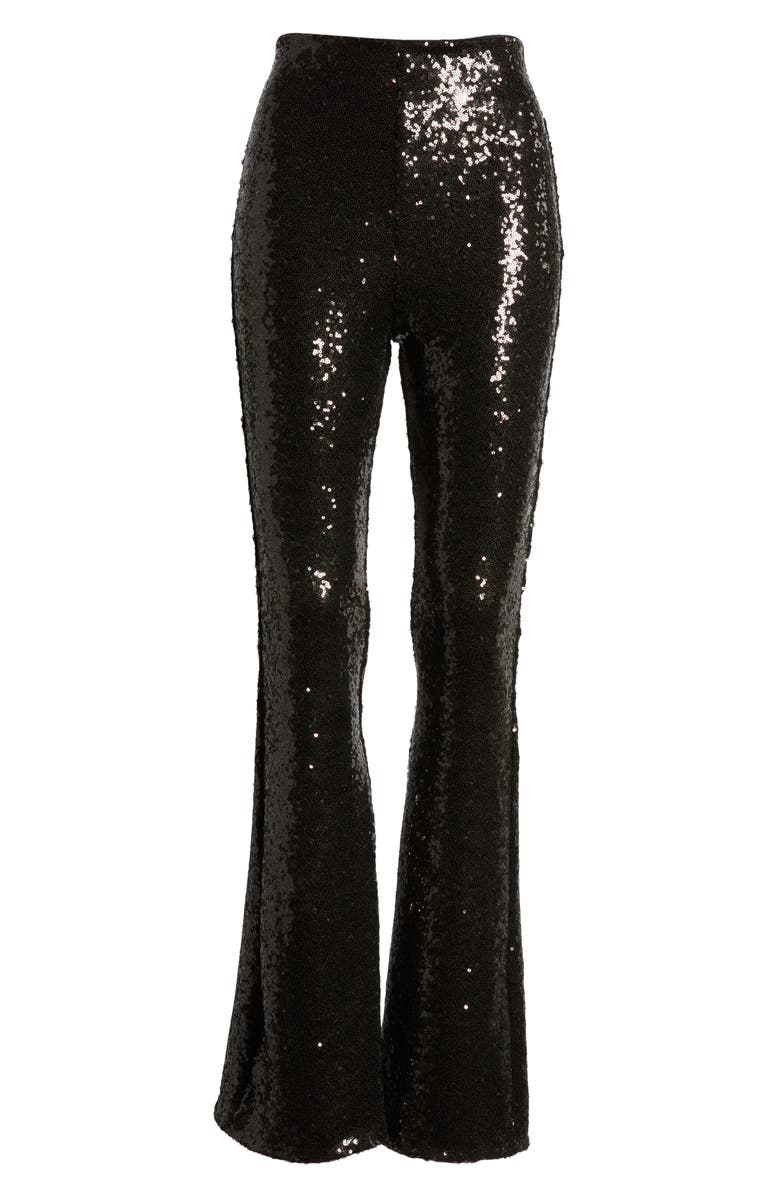 Commando Sequin Flared Leggings, Alternate, color, Black