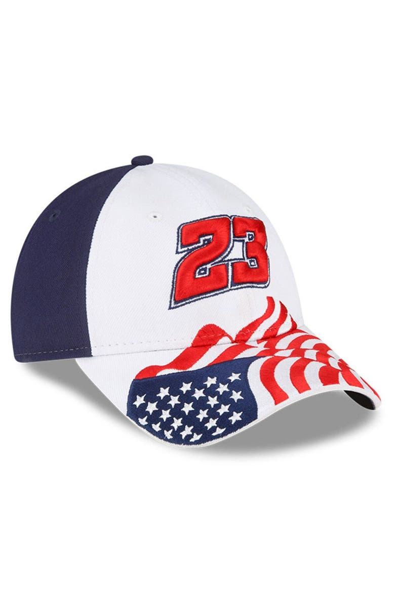 Men's New Era White/Blue Bubba Wallace 9FORTY Americana Snapback Adjustable Hat, Alternate, color, White
