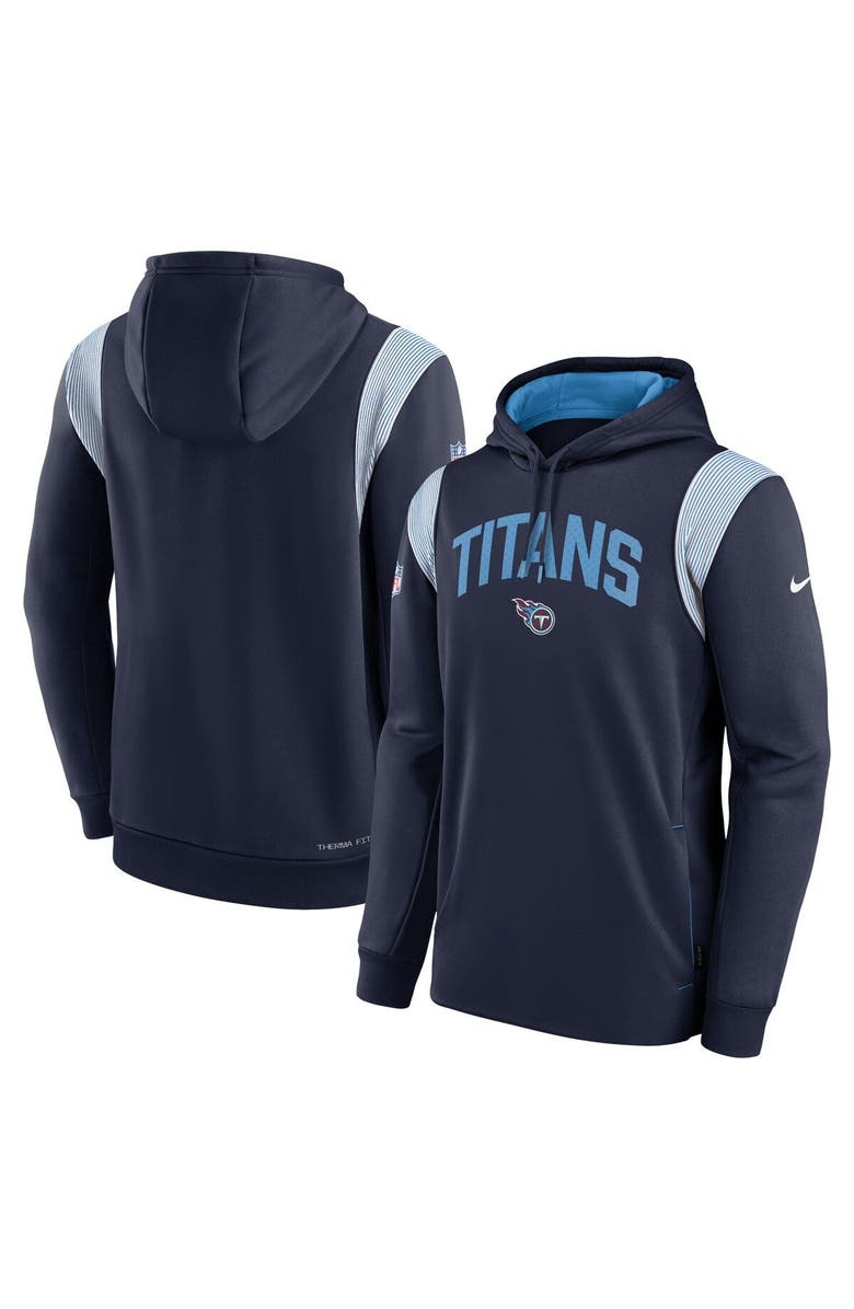 Nike Men's Nike Navy Tennessee Titans Sideline Athletic Stack Performance Pullover Hoodie, Main, color, Navy