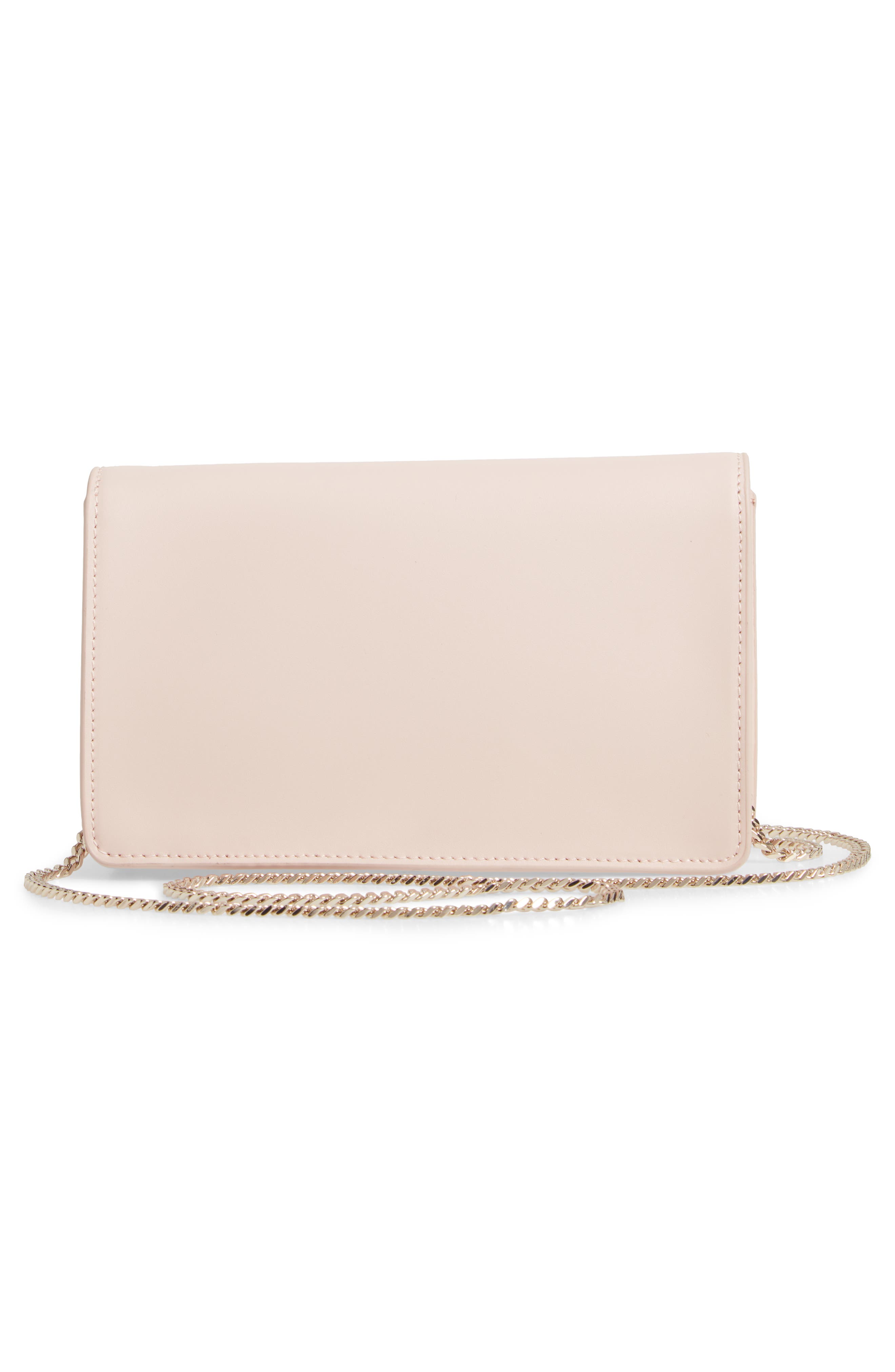 Keeiira Bow Leather Evening Bag, Alternate, color, DUSKY-PINK