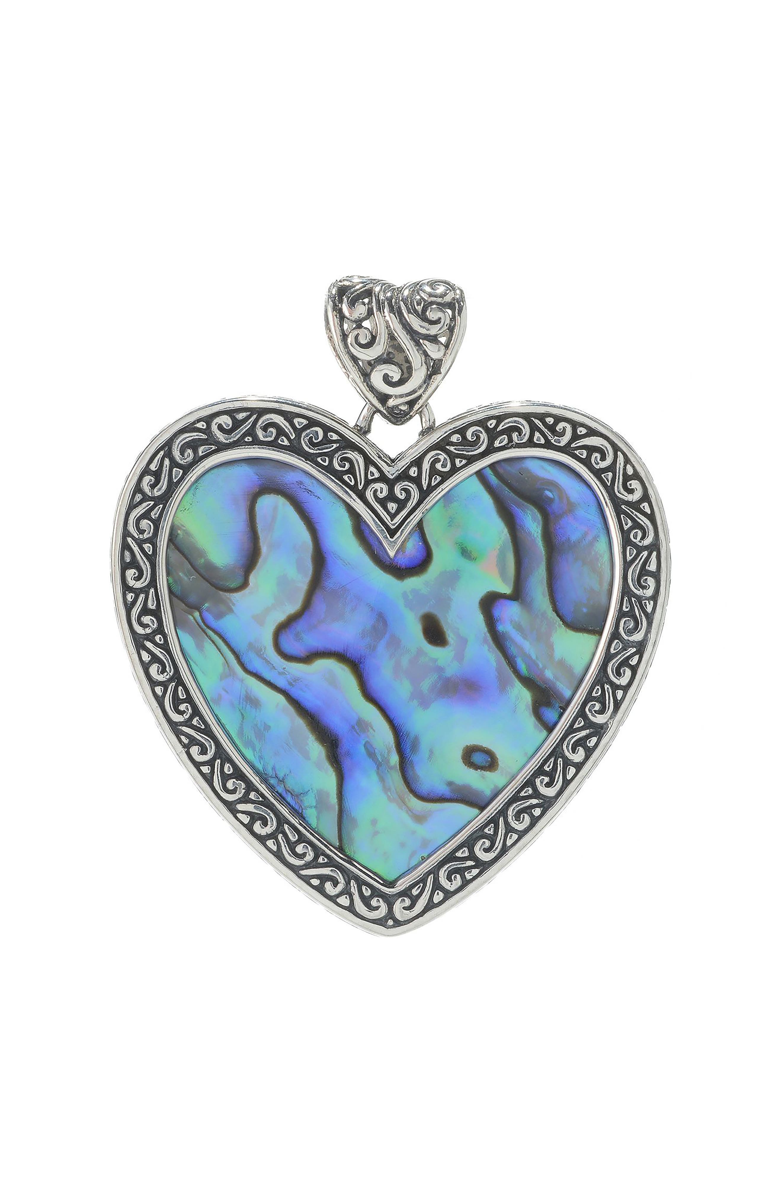 Sterling Silver Paua Heart Pendant