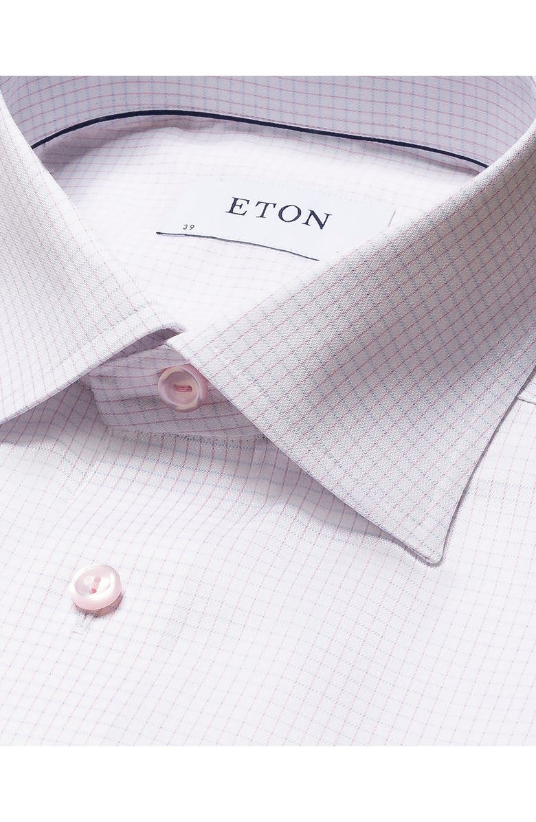 Eton Classic Fit Grid Check Cotton Dress Shirt, Alternate, color, Medium Pink