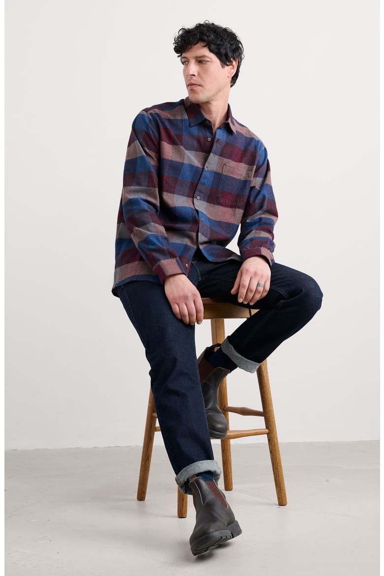 Fathomer Check Organic Cotton Flannel Button-Up Shirt, Alternate, color, TRYSTAN CONKER