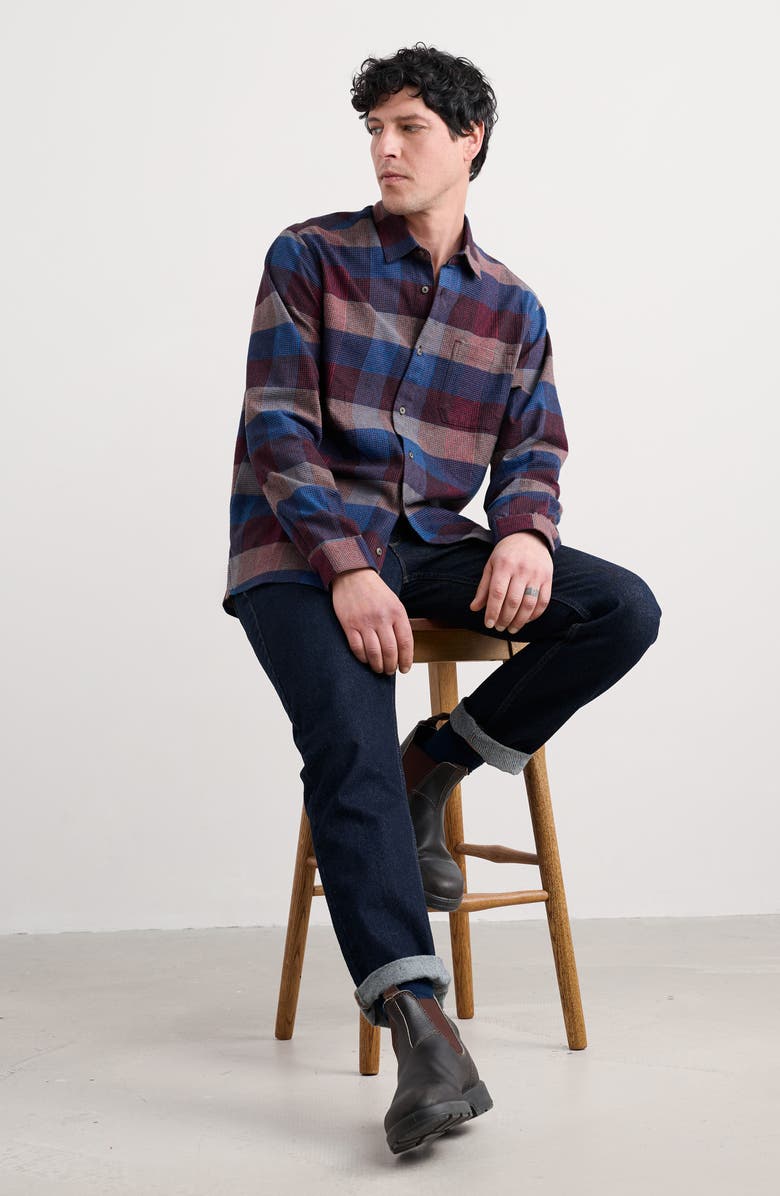 Seasalt Cornwall Fathomer Check Organic Cotton Flannel Button-Up Shirt, Alternate, color, Trystan Conker