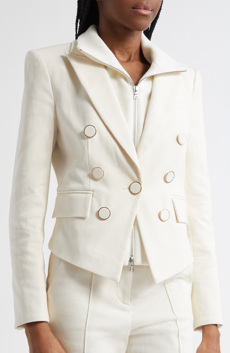 Veronica Beard Diego Stretch Cotton Dickey Jacket, Alternate, color, Ecru