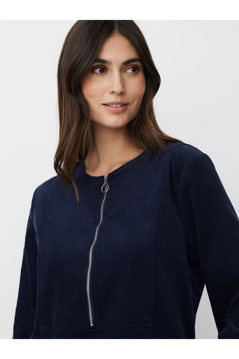 Long Sleeve Crew Neck Zip Midi Dress, Alternate, color, Navy Blazer