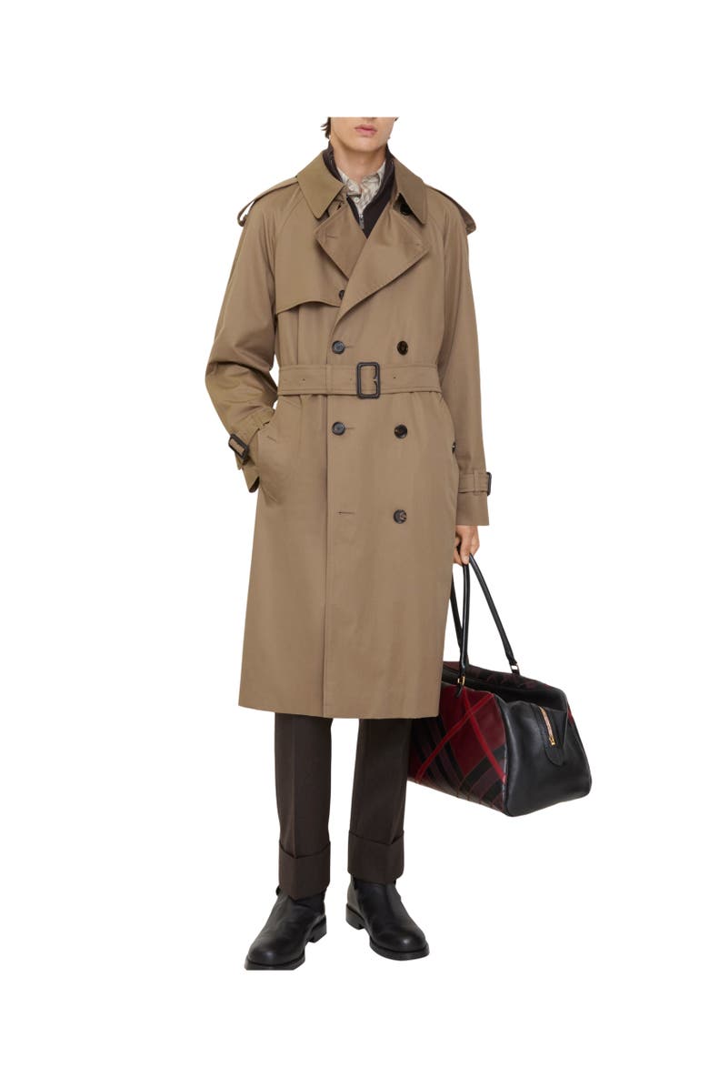 Burberry Long Gabardine Chestwood Trench Coat, Alternate, color, Clay Brown