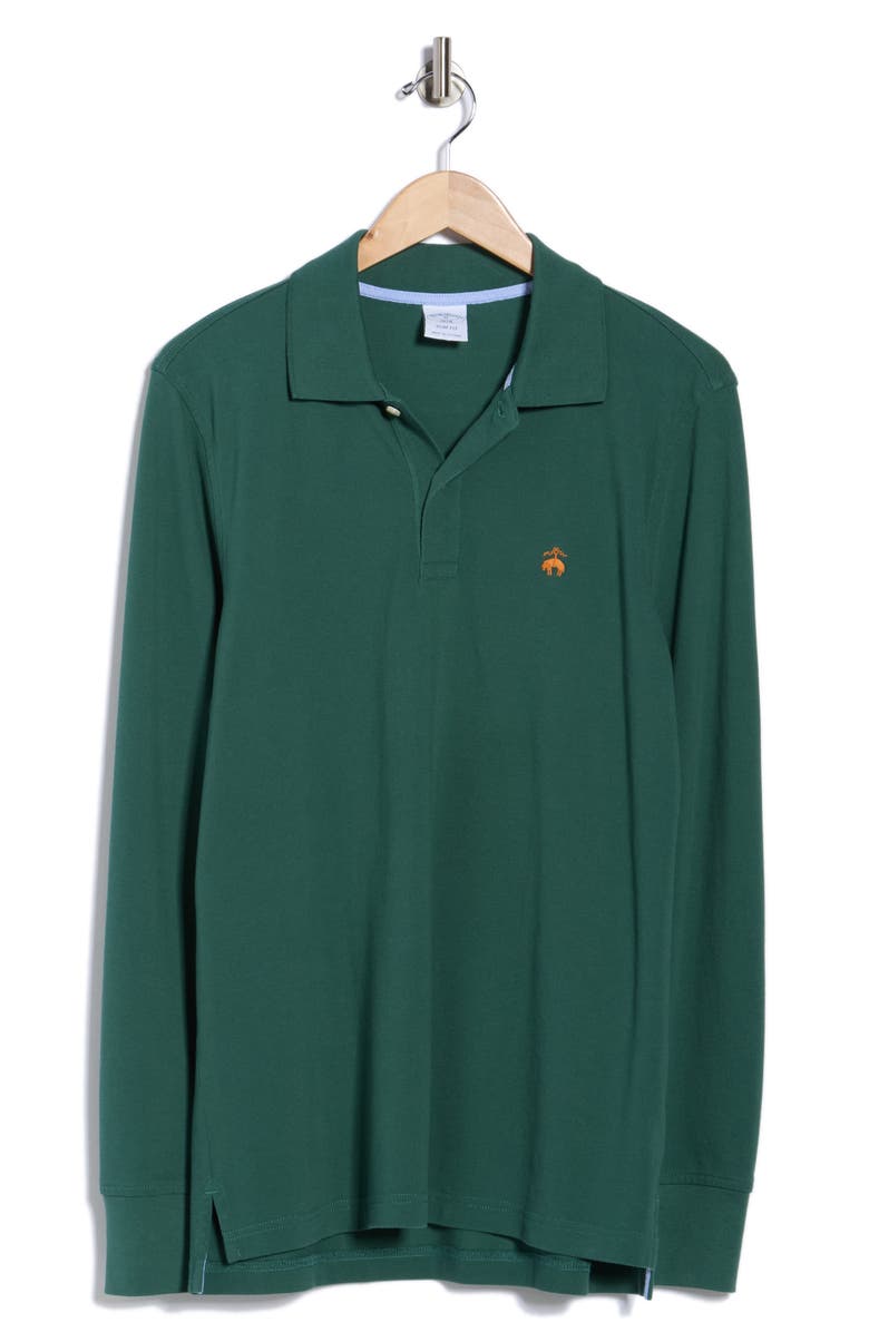 Brooks Brothers Long Sleeve Cotton Polo, Alternate, color, Mallard Green