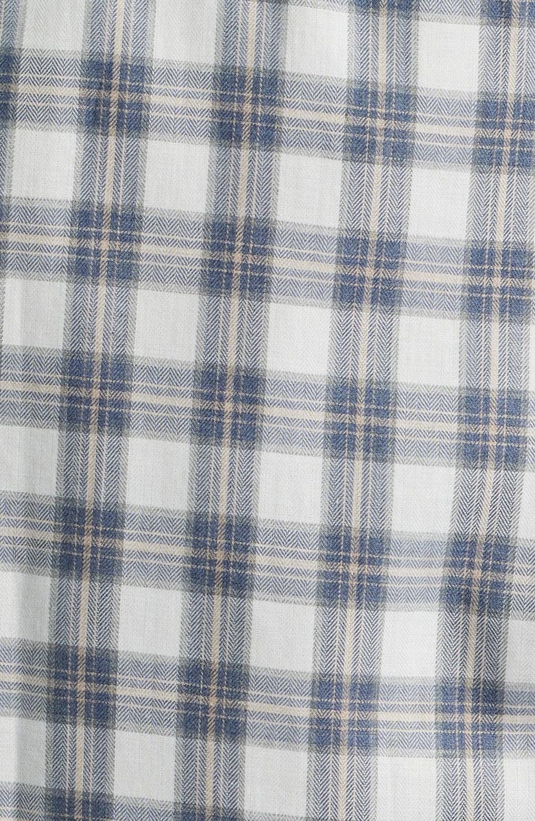 Johnston & Murphy Plaid Heathered Cotton Button-Up Shirt, Alternate, color, Navy/ Tan Shadow Grid