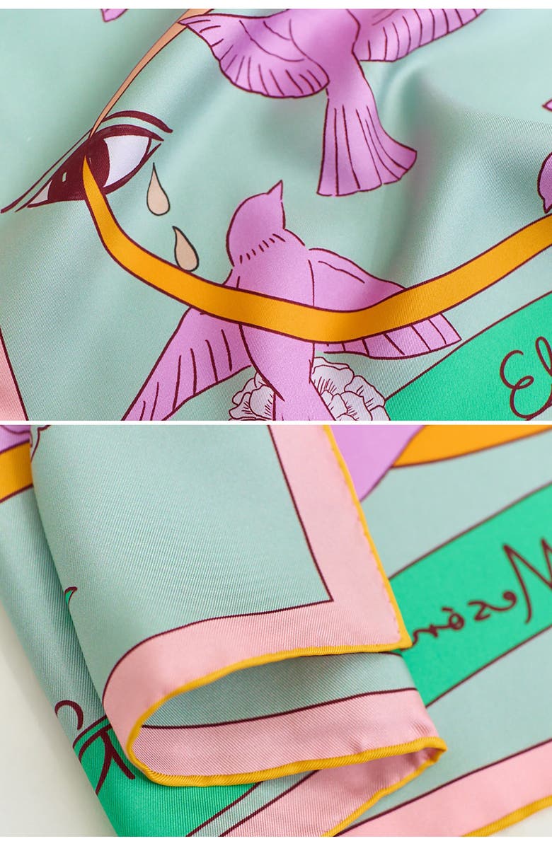 Lost Pattern House of Frida Silk Square Bandana, Alternate, color, Pink