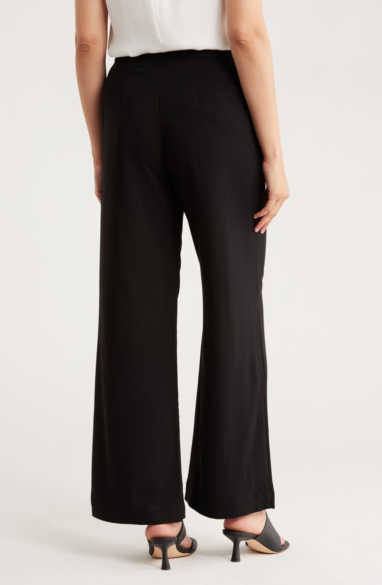 T Tahari Pleated Front Wide Leg Pants, Alternate, color, Black