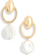 NORDSTROM RACK Faux Pearl Hoop Earrings