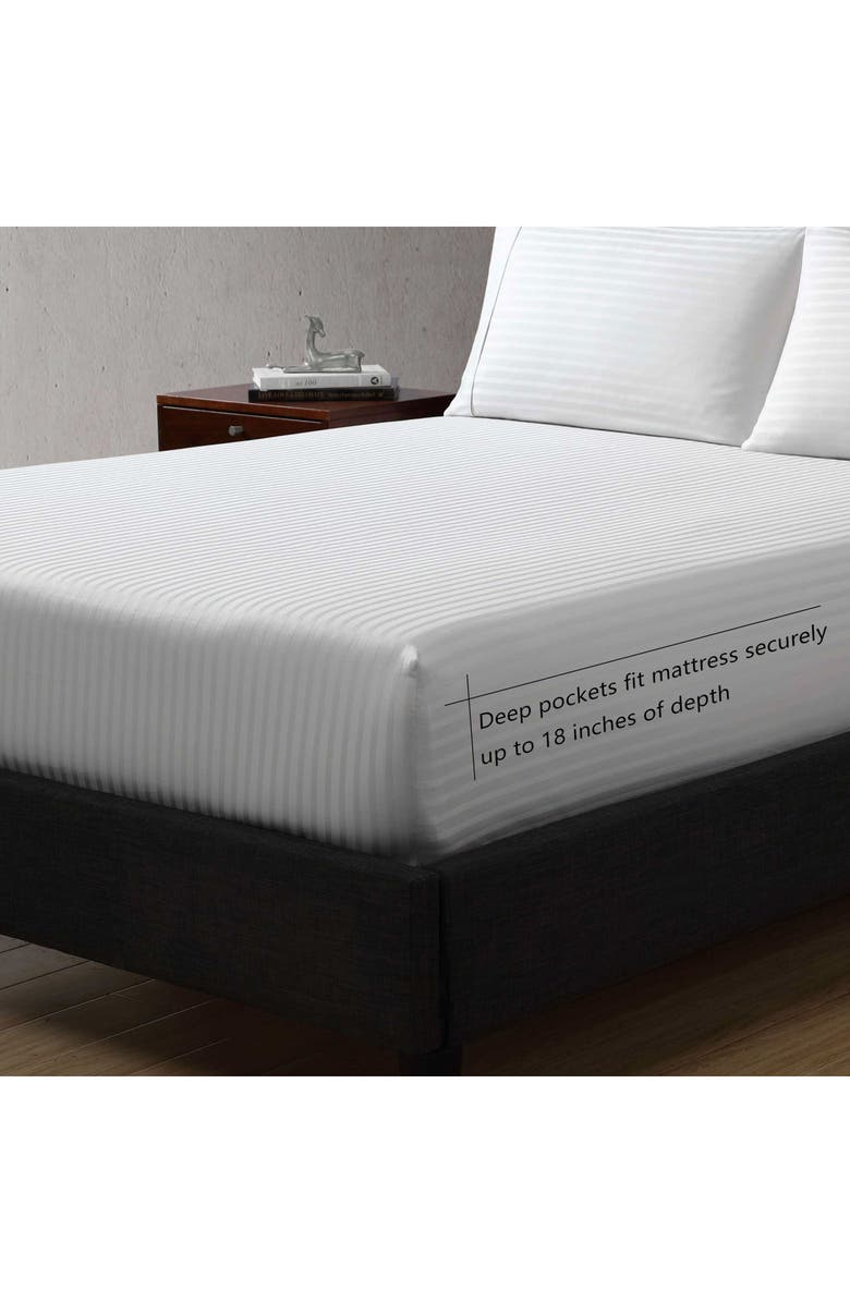 Vera Wang Dobby Stripe Cotton Sheet Set, Alternate, color, Light Pastel Grey