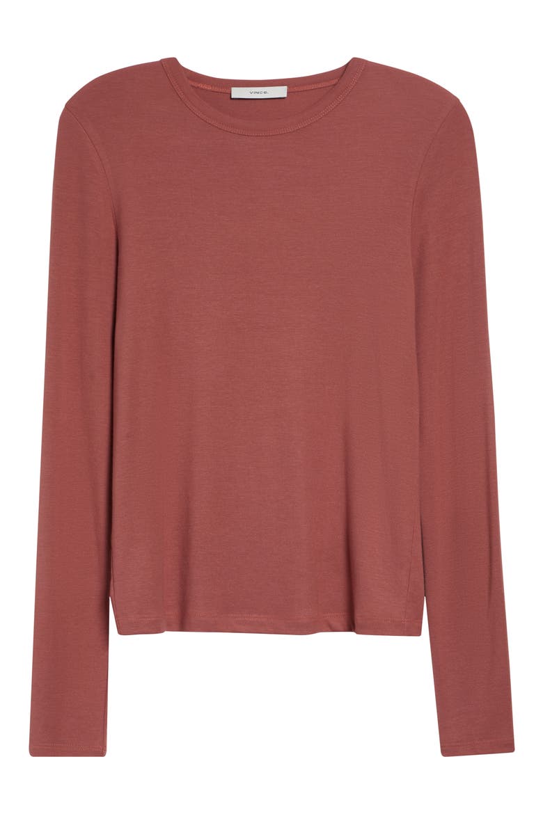 Luxe Long Sleeve Crewneck Top, Alternate, color, ROSE JAM