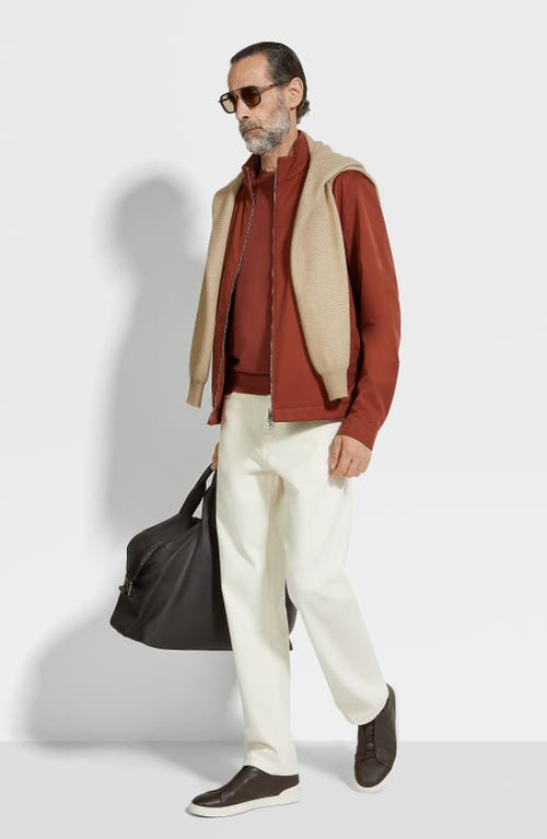 Zegna Blouson Motorin 100cc En Microfibre In Rust