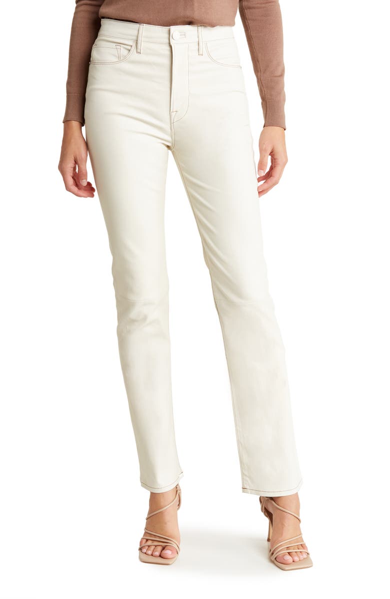 FRAME Le Superhigh Straight Leg Leather Pants, Main, color, 