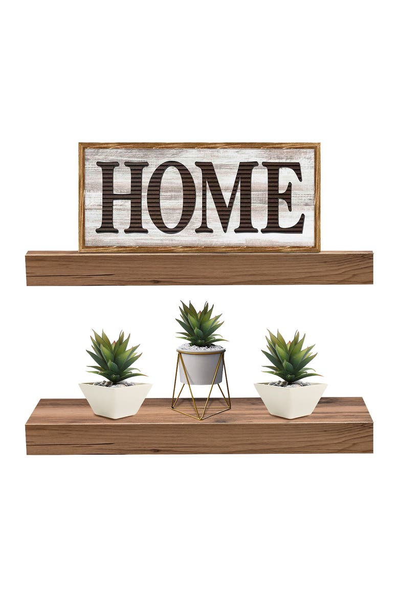 Floating Shelves - Set of 2, Alternate, color, MAHOGANY WOOD