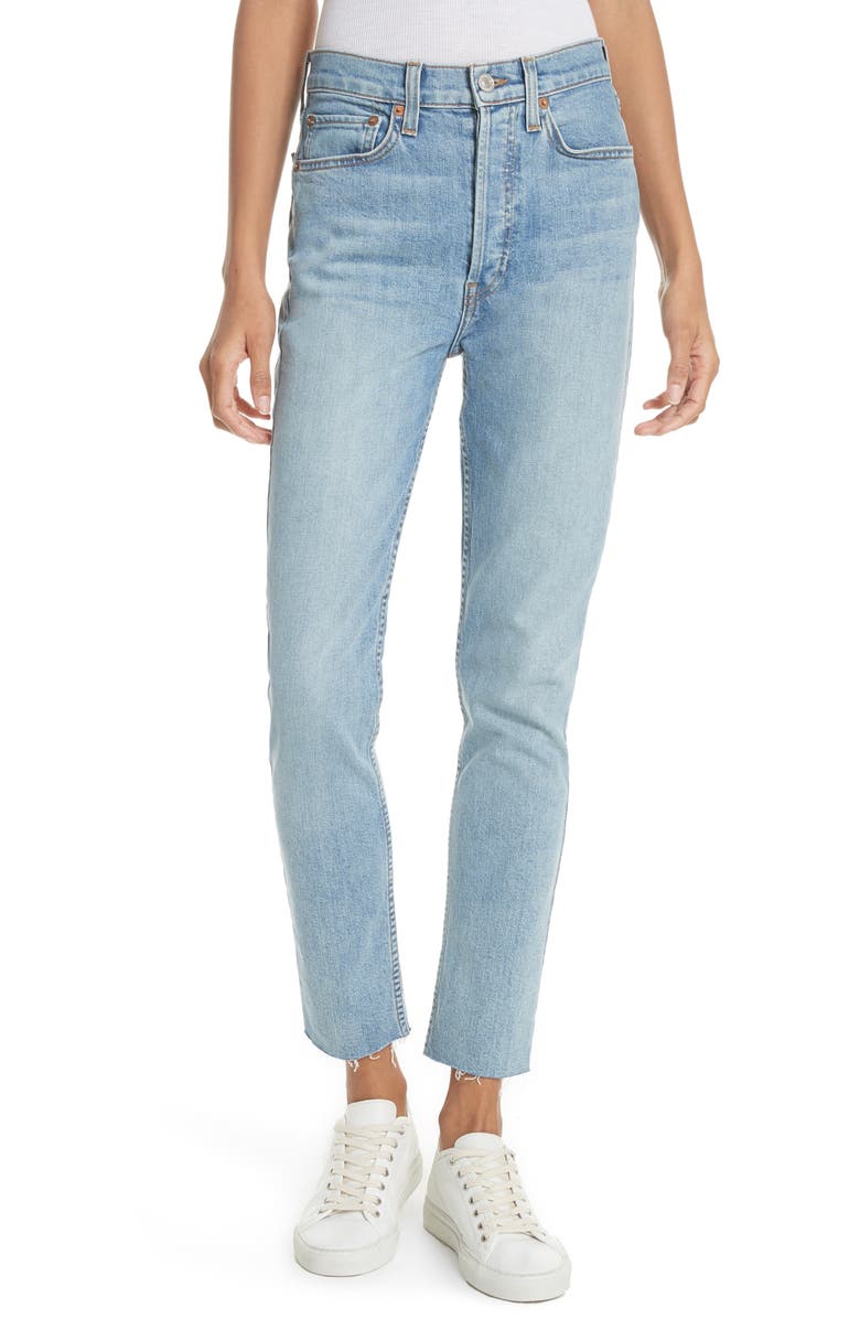 Re/Done High Waist Stretch Crop Jeans, Main, color,
