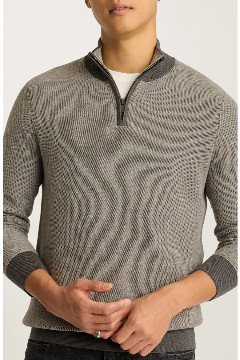Honeycomb Cotton & Cashmere Quarter Zip Sweater, Main, color, ASHES GC FLANNEL GC