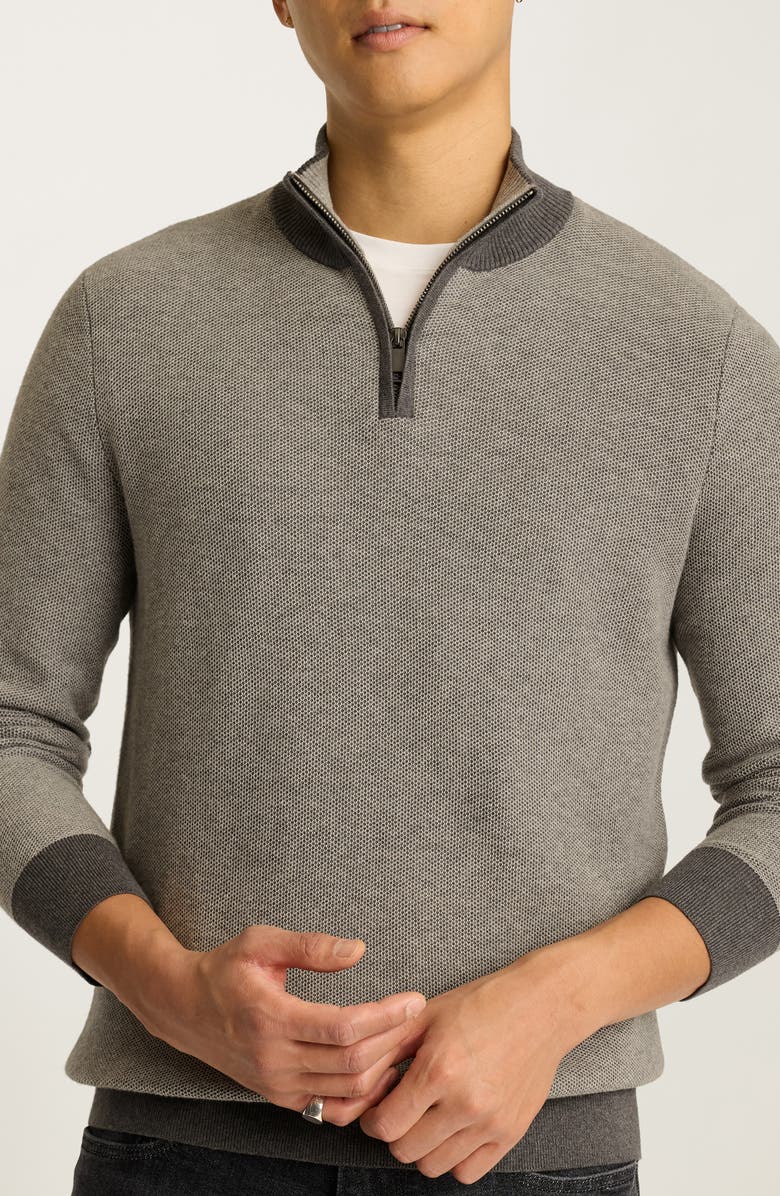 Bonobos Honeycomb Cotton & Cashmere Quarter Zip Sweater, Main, color, Ashes Gc Flannel Gc