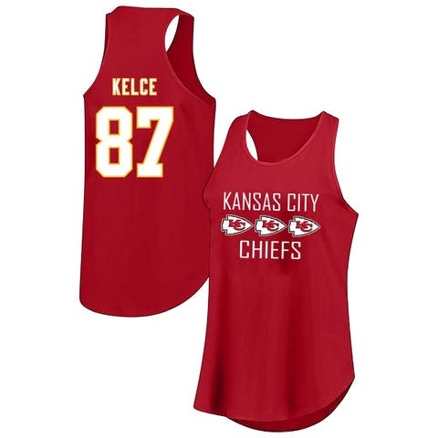 Women's Fanatics Travis Kelce Red Kansas City Chiefs Plus Size Name & Number Tank Top