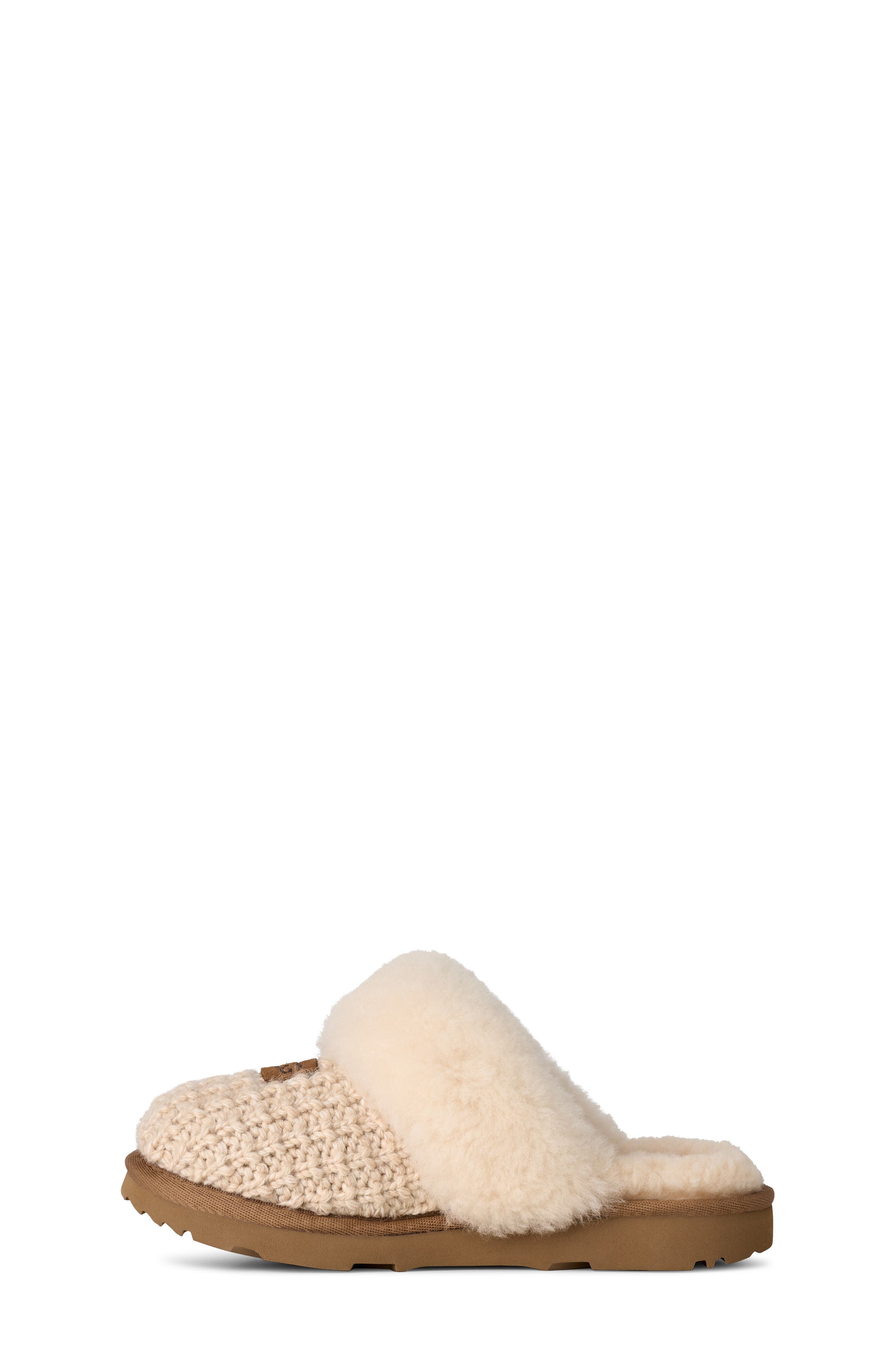 UGG<sup>®</sup> Kids' Cozy Knit II UGGplush<sup>™</sup> & Genuine Shearling Trim Slipper, Alternate, color, Cream