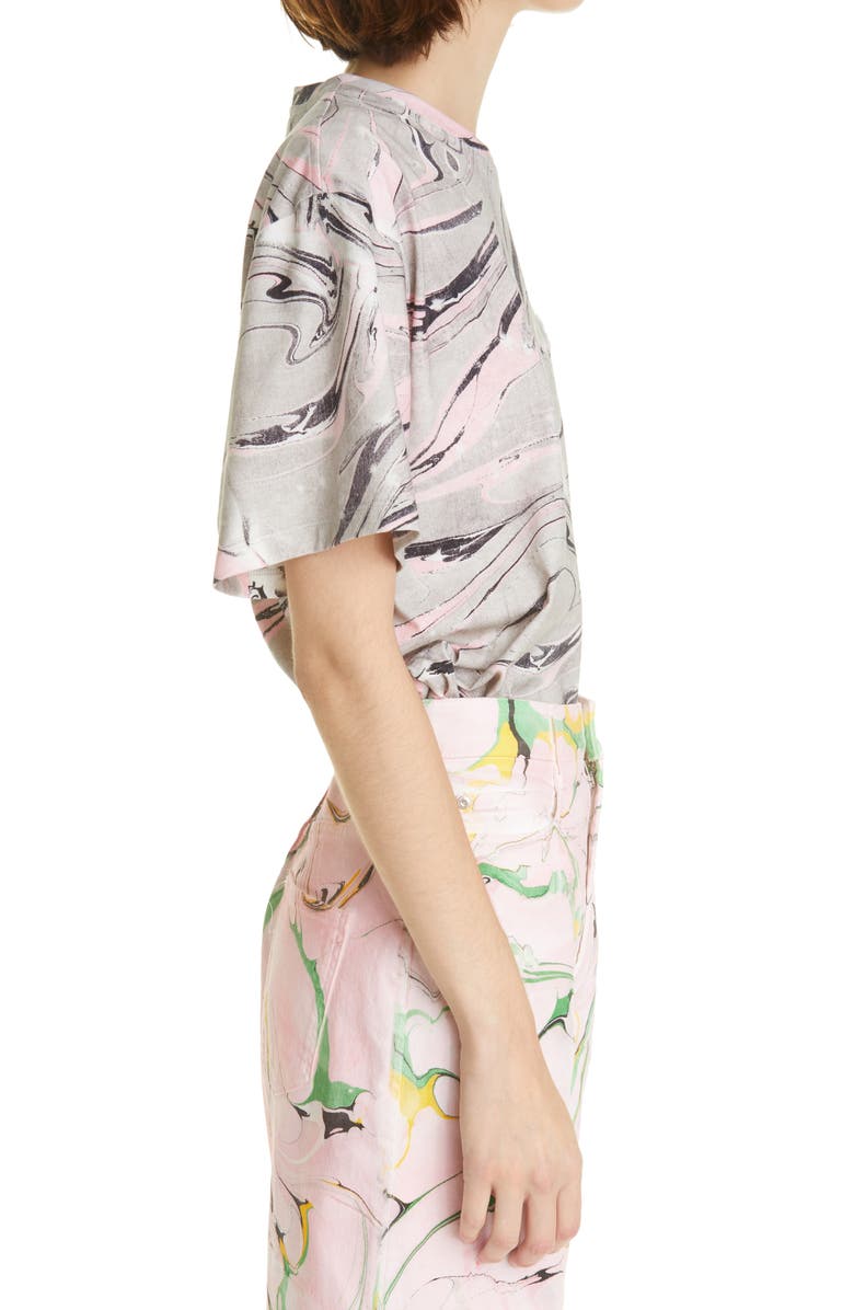 Stella McCartney Marble Print Logo Organic Cotton T-Shirt, Alternate, color, 